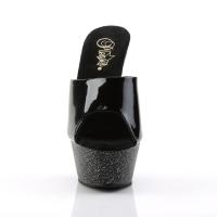 KISS-201MG Pleaser High-Heels Plateaupantoletten schwarz Lack Miniglitter