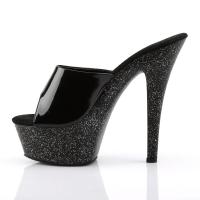 KISS-201MG Pleaser High-Heels Plateaupantoletten schwarz Lack Miniglitter