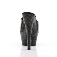 KISS-201MG Pleaser High-Heels Plateaupantoletten schwarz Lack Miniglitter
