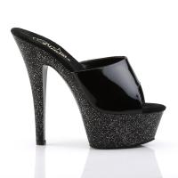 KISS-201MG Pleaser High-Heels Plateaupantoletten schwarz Lack Miniglitter
