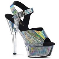 KISS-208N-CRHM Pleaser High-Heels Plateausandaletten schwarz Hologrammeffekt
