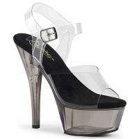 KISS-208T Pleaser vegane Damen High-Heels Plateau Sandaletten klar Rauch getönt
