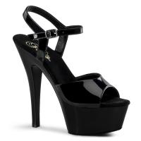 KISS-209 Pleaser Damen High-Heels Plateausandaletten schwarz Lack