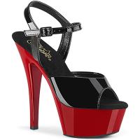 KISS-209 Pleaser high heels platform two tone ankle strap sandal black patent red