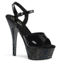 KISS-209MG Pleaser high heels platform sandal black patent mini glitter