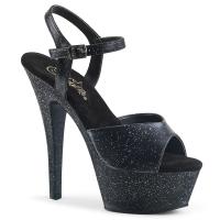 KISS-209MMG Pleaser High-Heels Plateausandaletten schwarz Lederoptik Glitter