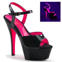 KISS-209TT Pleaser high heels platform sandal black patent neon hotpink