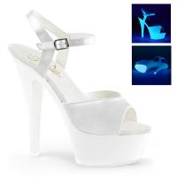 KISS-209UV Pleaser High-Heels Plateausandaletten Satin neon weiß UV reaktiv
