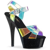 KISS-220MMR Pleaser High-Heels Plateausandaletten Color-Riemchen Miniglitter