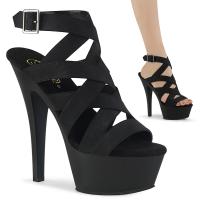 KISS-241 Pleaser Damen High Heels Plateausandaletten schwarz Elastikbänder Matt