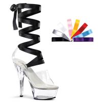 KISS-295 Pleaser High-Heels Plateausandaletten transparent mit 8 Wickelbändern
