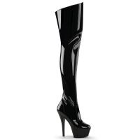 KISS-3010 Pleaser high heels thigh high boots black patent