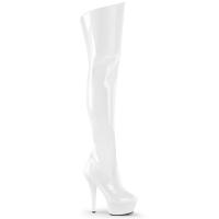KISS-3010 Pleaser high heels platform thigh high boots white patent