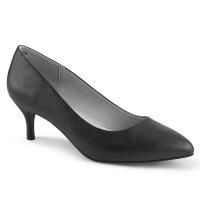 KITTEN-01 Pleaser Pink Label klasischer Damen Pumps Kitten Absatz schwarz Lederlook
