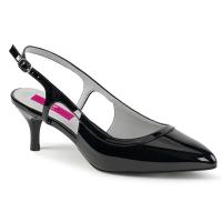Sale KITTEN-02 Pleaser Pink Label günstig Damen Sling Pumps Kitten Heel schwarz Lack 39