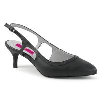 KITTEN-02 Pleaser Pink Label günstig Damen Sling Pumps Kitten Heel schwarz Lederoptik