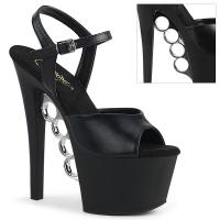 KNUCKS-709 Pleaser High Heels Plateau Sandaletten Schlagring Detail schwarz Lederoptik
