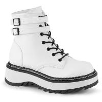 Sale LILITH-152 DemoniaCult vegan platform lace-up ankle boot white matte 38