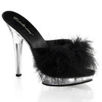 LIP-101-8 Fabulicious high heels platform marabou slipper black satin clear