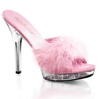 LIP-101-8 Fabulicious high heels platform marabou slipper baby pink satin clear