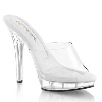 Sale LIP-101 Elegante Fabulicious Damen High-Heels Plateaupantoletten transparent 40