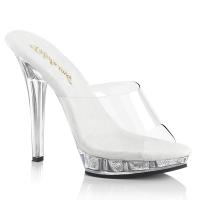 LIP-101 Fabulicious Damen High-Heels Plateaupantoletten transparent silber Glitter