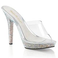 LIP-101DM Fabulicious High-Heels Plateaupantoletten klar Multicolor-Strass