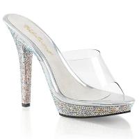 Sale LIP-101DM Fabulicious high heels platform slide transparent with rhinestones 36