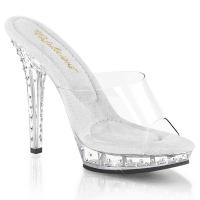 LIP-101SDT Fabulicious High-Heels Pantoletten transparent mit Strasssteinen besetzt