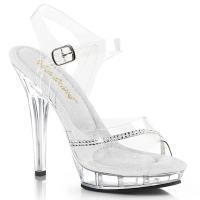 LIP-108R Fabulicious high heels ankle strap sandal transparent rhinestone banded vamp