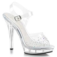 LIP-108SD Fabulicious high heels ankle strap sandal clear with multi sized rhinestones