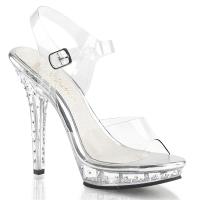 LIP-108SDT Fabulicious high heels ankle strap sandal clear rhinestones at heel