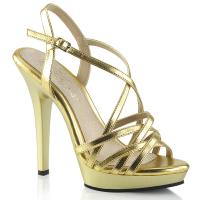 LIP-113 chice Fabulicious High-Heels Sandaletten gekreuzte Riemchen gold metallic
