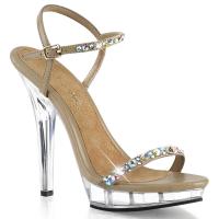 LIP-131 Fabulicious High-Heels Plateausandaletten taupe mit Multicolor Strassbesatz