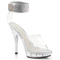 LIP-142 Fabulicious High-Heels Plateausandaletten klar breites Strass-Fesselband