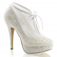 LOLITA-32 Fabulicious Damen Plateau Stiletto Stiefeleletten elfenbein Spitzensatin