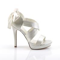 LUMINA-29 Fabulicious Damen Kreuz Riemen Plateau Sandaletten elfenbein Satin