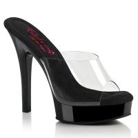 MAJESTY-501 Fabulicious komfortable Damen High Heels Plateaupantoletten schwarz klar