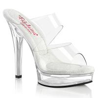 MAJESTY-502 Fabulicious two band high heels comfort slide clear