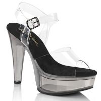 MARTINI-508 Fabulicious vegan ladies high heels ankle strap sandal clear black smoke tinted
