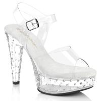 MARTINI-508SDT Fabulicious edle Damen High Heels Plateausandaletten Strass klar