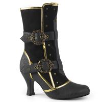 MATEY-205 Funtasma Damen Stiefeletten schwarz Goldverzierungen Totenkopf