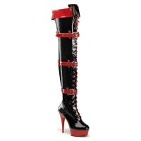 MEDIC-3028 Funtasma platform nurse thigh boot buckle strap black red patent