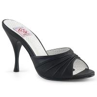 MONROE-01 Pin Up Couture Damen High Heels Pantoletten schwarz Lederoptik