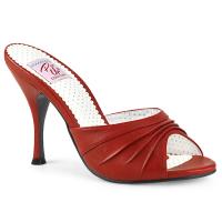 MONROE-01 Pin Up Couture Damen High Heels Pantoletten rot Lederoptik