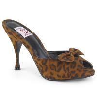 MONROE-08 Pin Up Couture High Heels Peep Toe Pantoletten leopardenprint mit Schleife