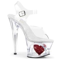 MOON-708HRS Pleaser high heels sandal cut-out platform clear red rhinestone heart