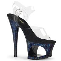 MOON-708HSP Pleaser Damen High Heels Plateausandaletten Splitter Muster Mitternachtsblau