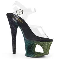 MOON-708OMBRE Pleaser high heels sandal cut-out platform clear emerald-black ombre