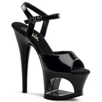 MOON-709 Pleaser High-Heels Cut-Out-Plateau Sandaletten schwarz Lack